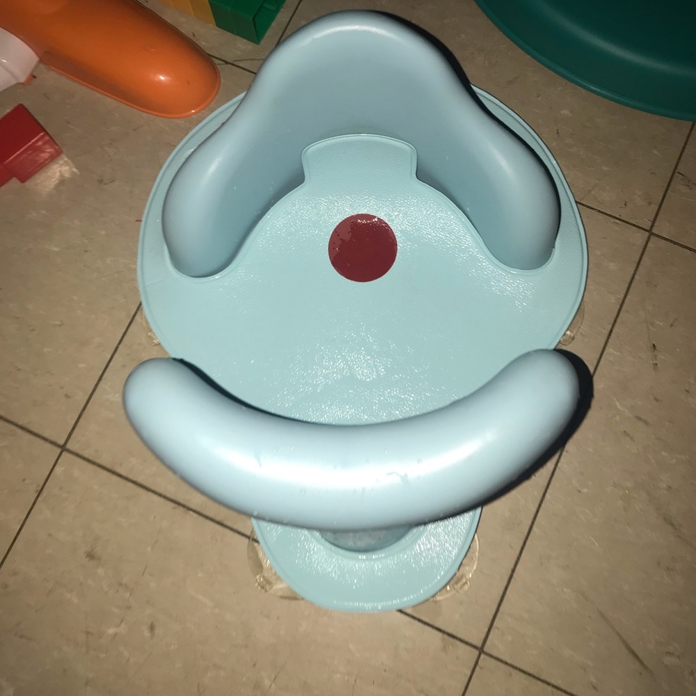 Light Blue Training Toilet with Contoured Seat and Wide Base